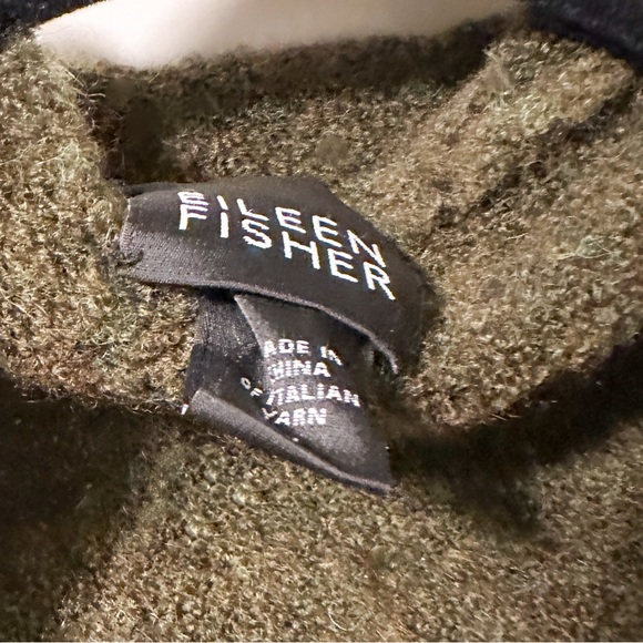 Eileen Fisher Olive 🫒 Green Merino Wool Open Cardigan - Picture 2 of 4